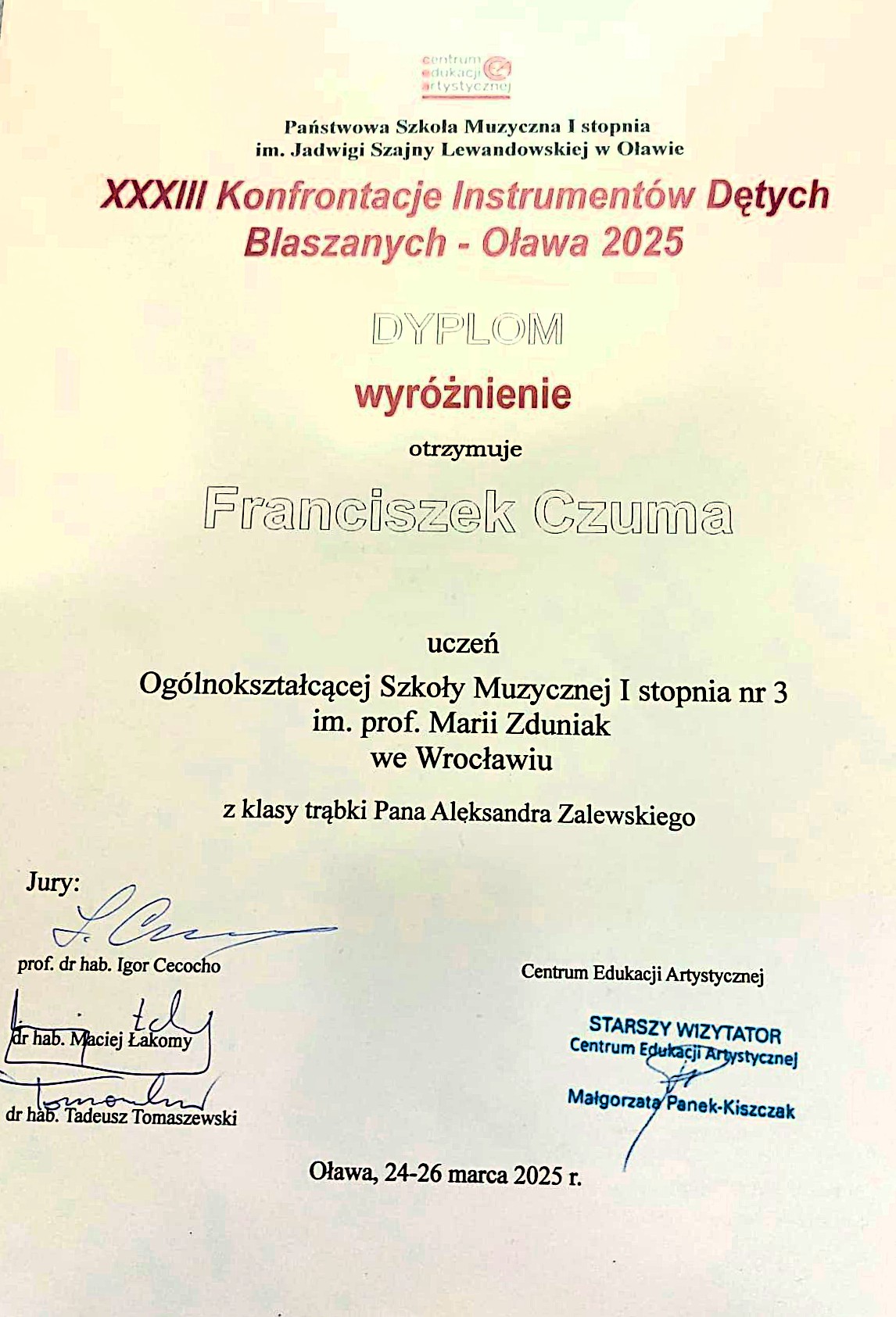 Czuma Frenciszek Olawa 2025