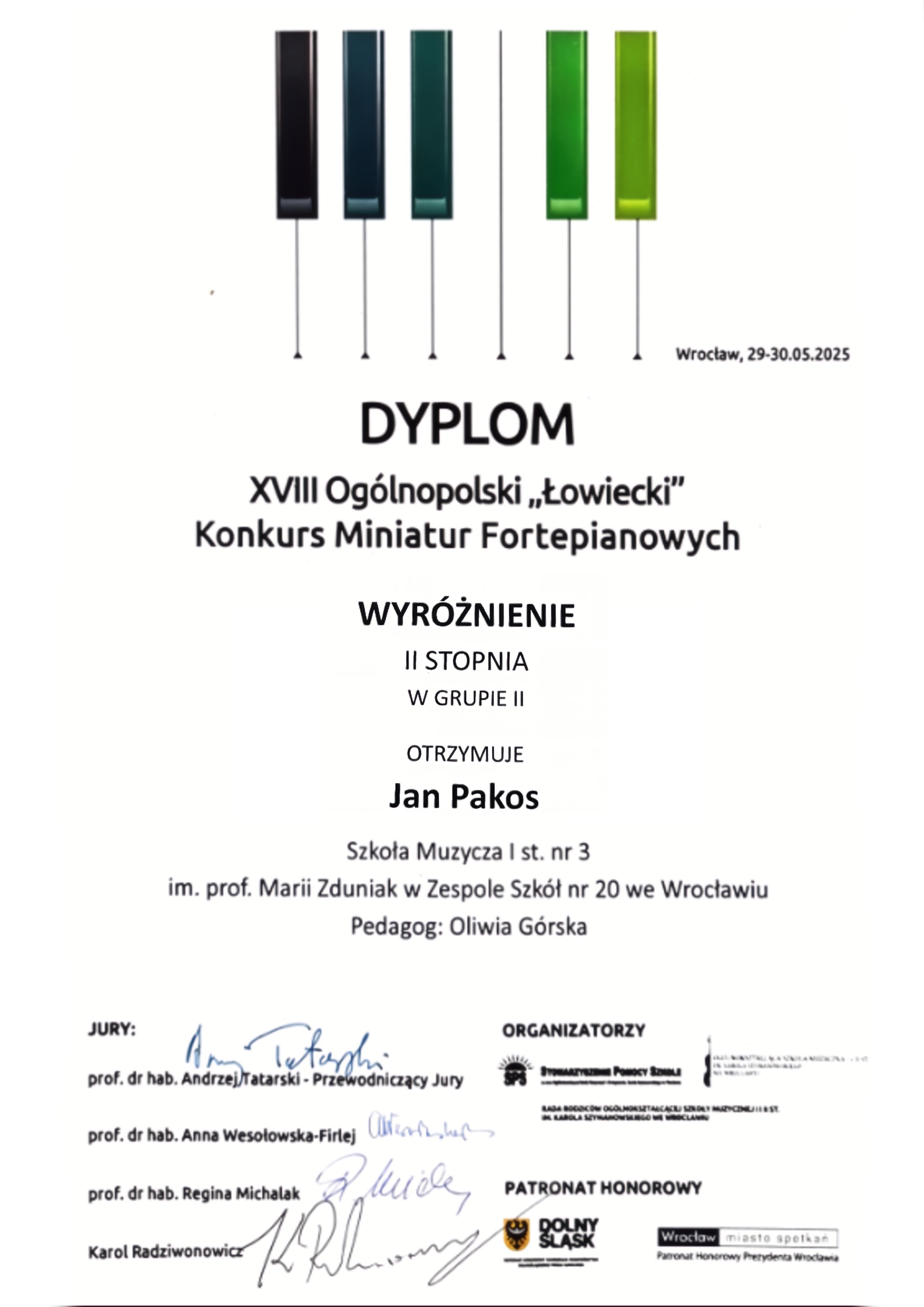 XVIII KONKURS LOWIECKI 2025R. Janek dyplom.