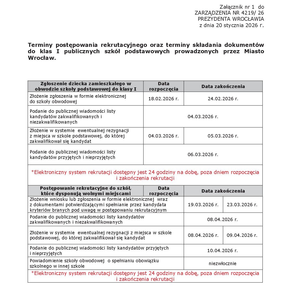 rekrutacja do klasy pierwszej 2026 2027